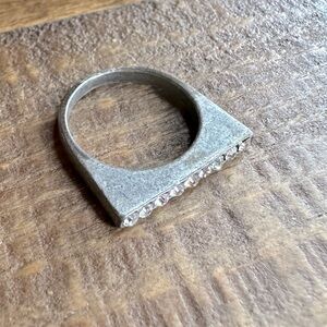 Contemporary Distressed Silvertone Pave Crystal Park Lane Jewelry Ring Cheers